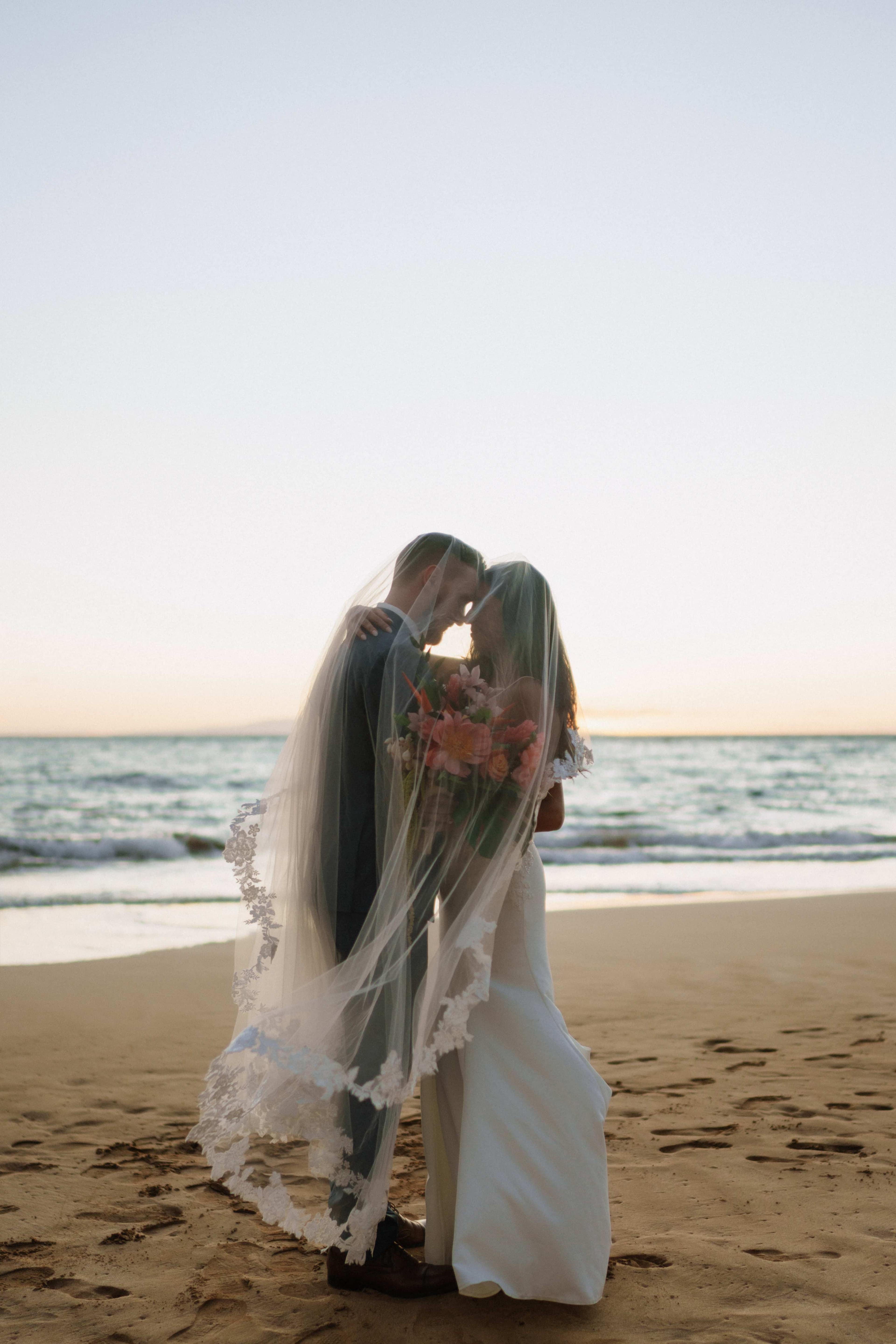 Intimate elopement couple portrait at a Bali wedding location